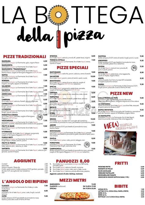 bottega della pizza menu